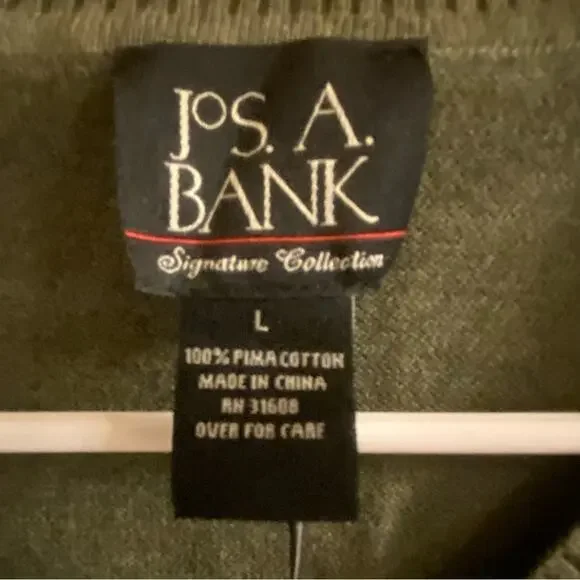 JOS A. BANKS Sweater Mens Large Signature Collection pima Cotton Olive L NWT - Picture 3 of 6
